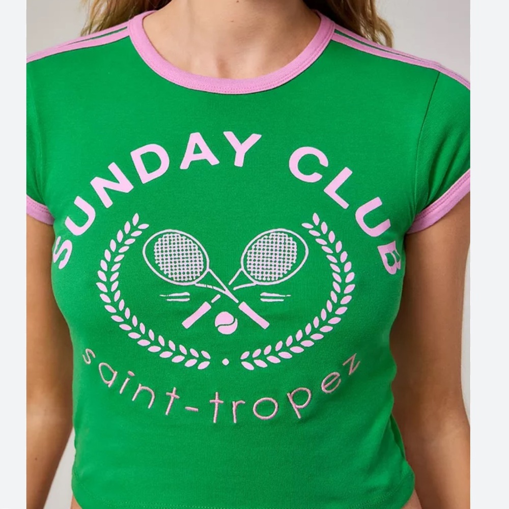 Urban Outfitters Green Tee with Pink Accents